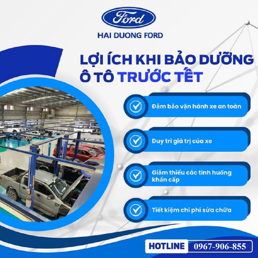 Đại lý Hải Dương Ford chia sẻ lợi ích khi bảo dưỡng xe trước tết 